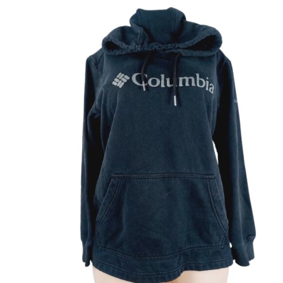 Columbia Women's Black Logo Printed Cotton Regular Fit Pullover Hoodie Size L - Picture 1 of 14